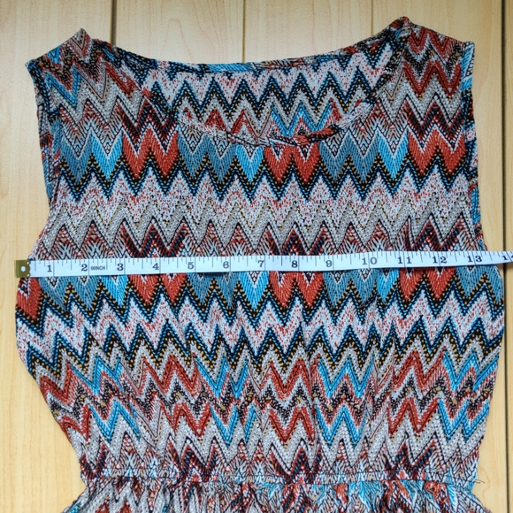 Bohemian Maxi Long Summer Sleeveless Zig Zag Dress - Picture 6 of 8